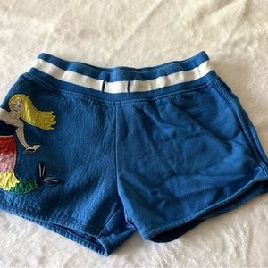 Mini Boden Girls Blue Applique Mermaid Shorts 10 10y